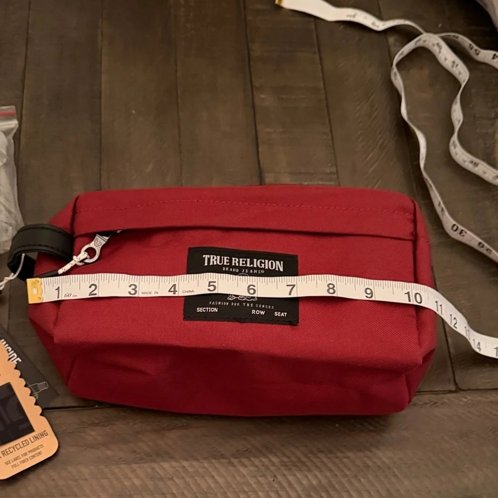 True Religion Unisex Burgundy Toiletry Bag